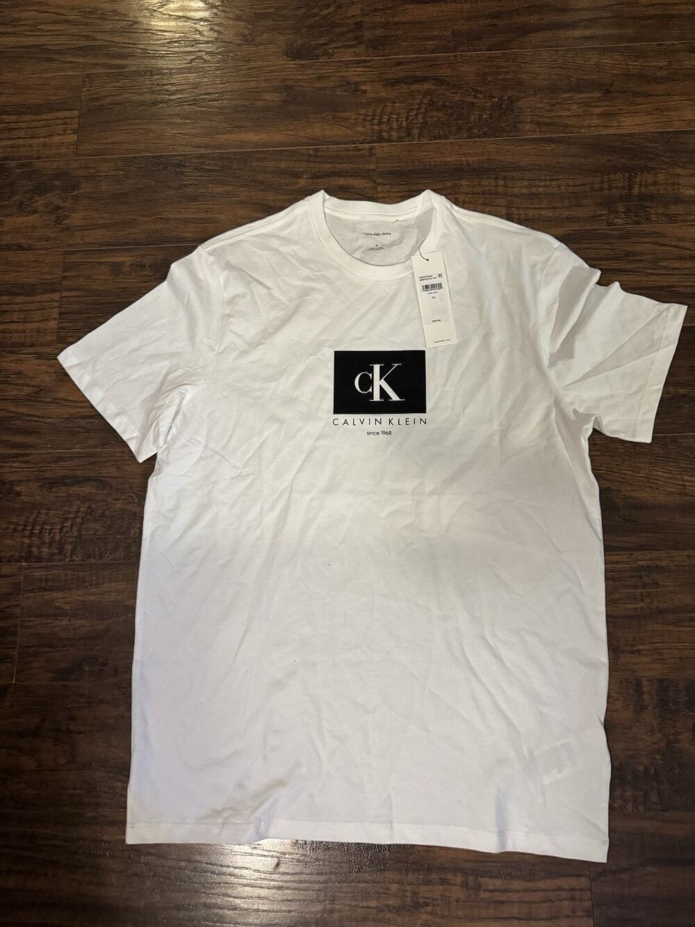 CALVIN KLEIN men’s white crew neck short sleeve T-shirt Sz:M
